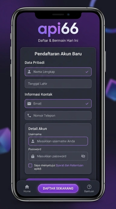 Tampilan halaman daftar api66