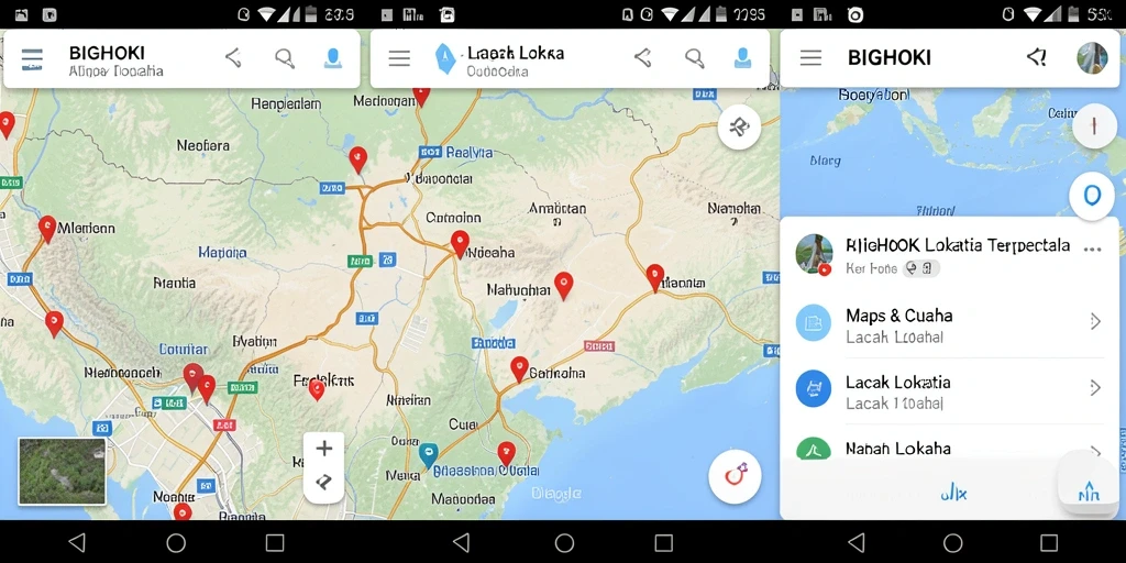 Antarmuka BIGHOKI menampilkan informasi lokasi dan cuaca yang jelas.
