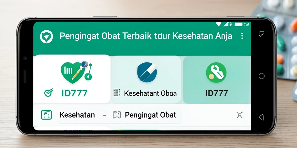 Tampilan antarmuka aplikasi Pengingat Obat ID777 yang intuitif dan informatif.