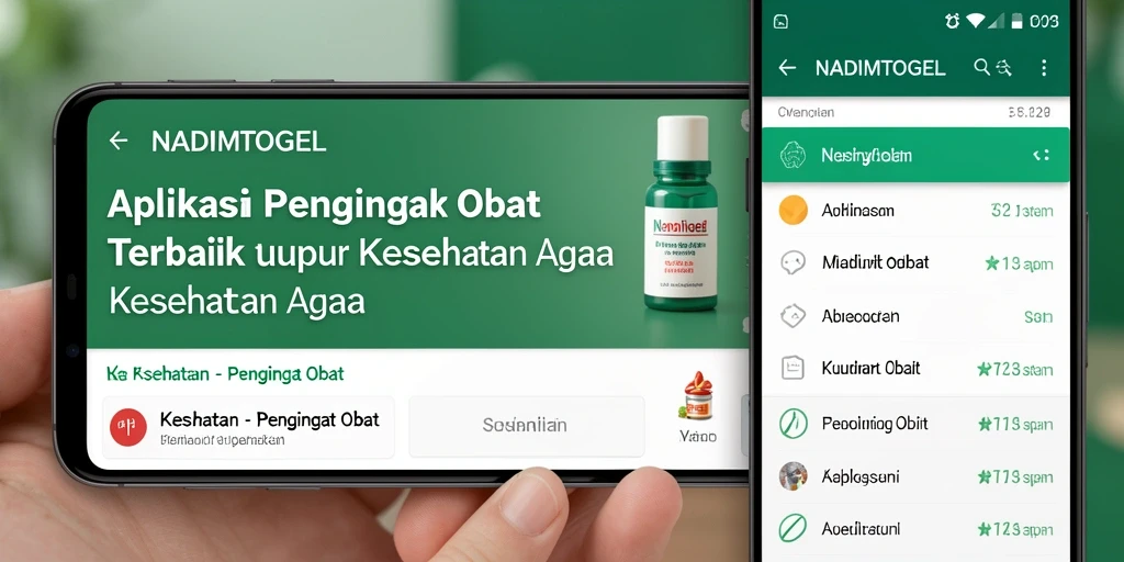 Tampilan antarmuka aplikasi NADIMTOGEL untuk pengingat obat yang intuitif.